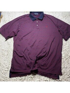 Polo Golf Ralph Lauren Mens Shirt Size L Short Sleeve Red Blue Striped *READ*